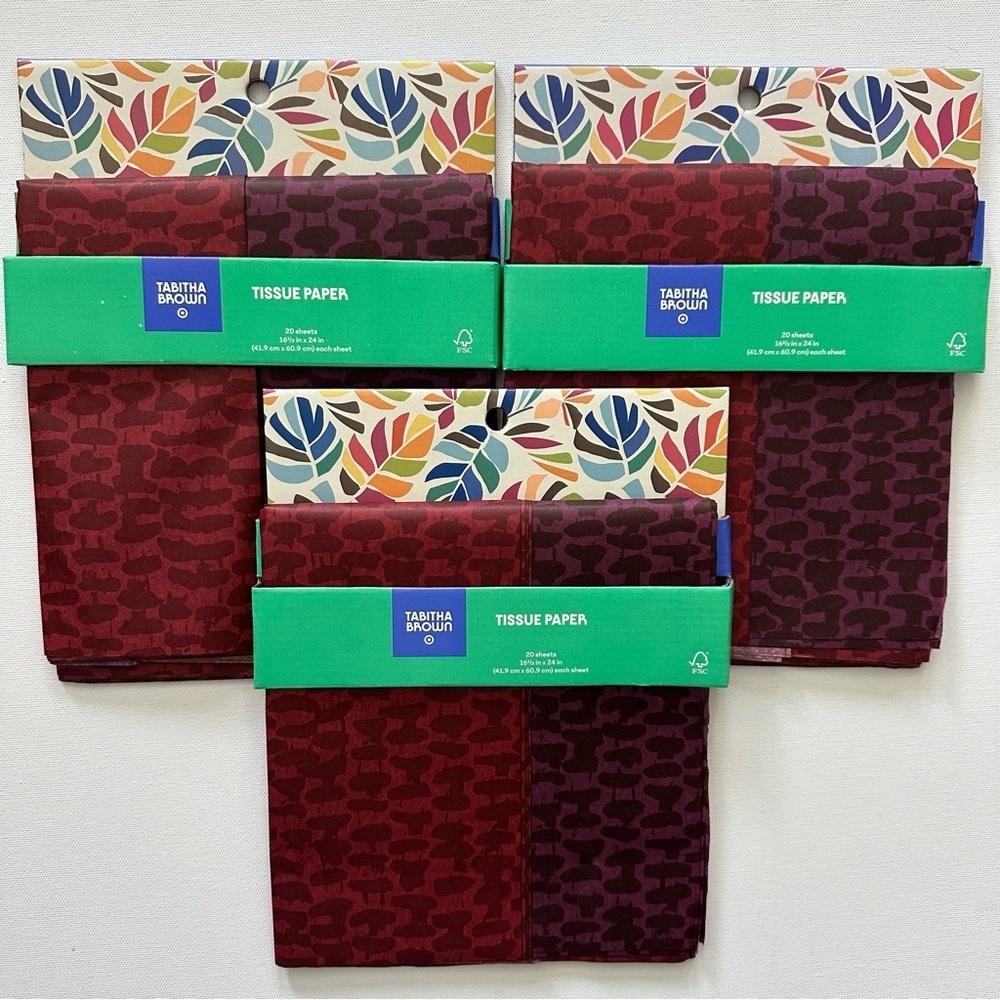 Tabitha Brown Burgundy Tissue Paper Set of 3 packs